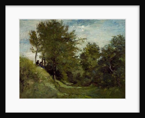 Landscape with Figures seated on a Bank, late 1870s by Charles Francois Daubigny