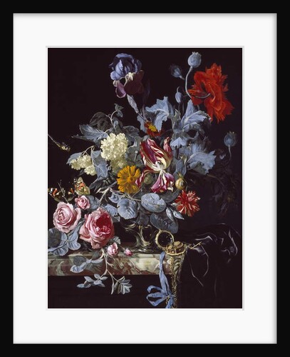 A Vase of Flowers with a Watch by Willem van (after) Aelst