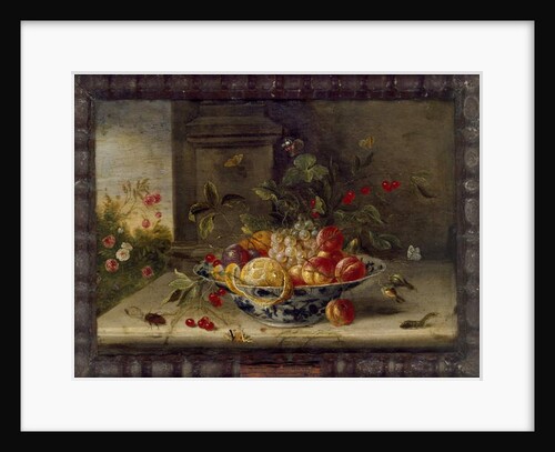 Decorative Still-Life Composition with a Porcelain Bowl, Fruit and Insects by Jan van the Elder Kessel
