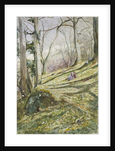 Wooded Slope with four Figures by John William Inchbold