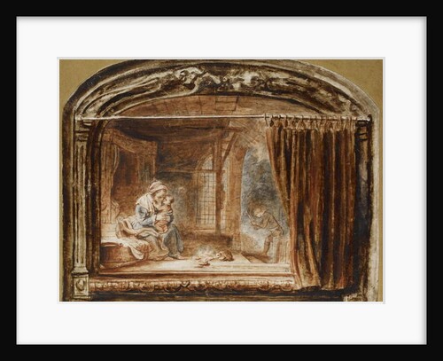 The Holy Family with Joseph cutting wood by Nicolaes Maes