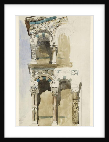 Part of the Façade of the destroyed Church of San Michele in Foro, Lucca, sketched in Colour, 30 June - 1 July 1846 by John Ruskin