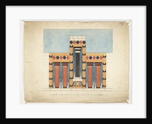 Painting re-imagining the Central Tri-partite Shrine in the Central Court of the Palace of Minos at Knossos, 1900-30 by Theodore Fyfe