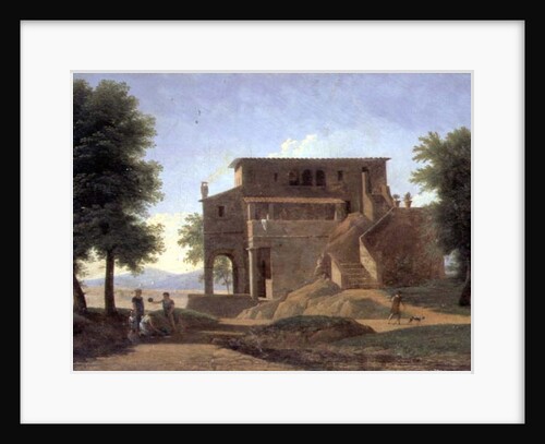 An Italian Villa with Figures, 19th century by Jean Victor Bertin