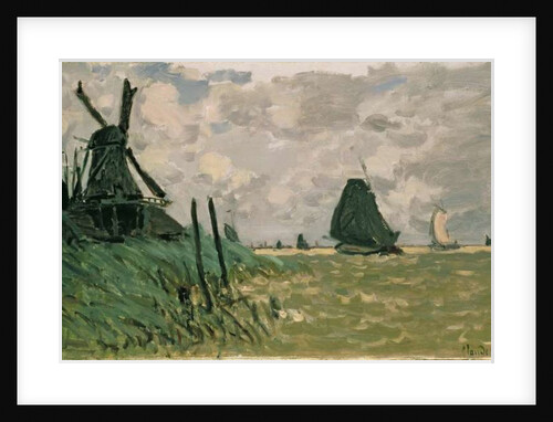 A Windmill near Zaandam, 19th century by Claude Monet