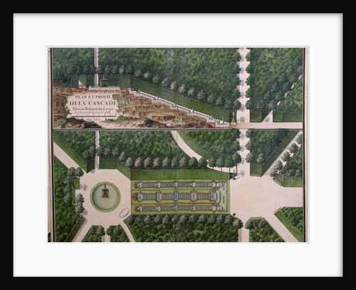 Plan and cross section of the cascade in the grove of the Levant by French School