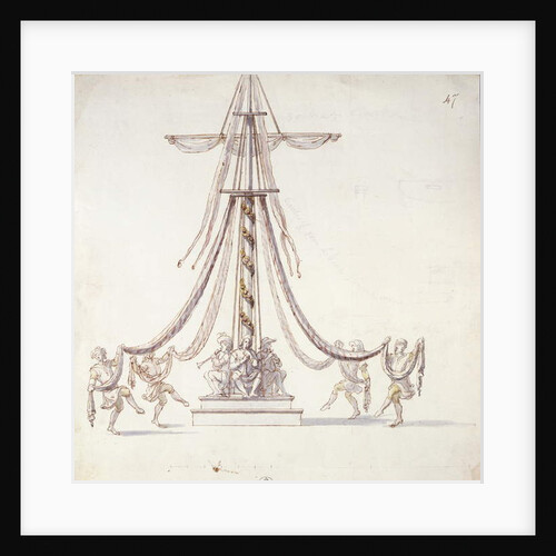 Set design for a ballet with sailors dancing around a mast by French School