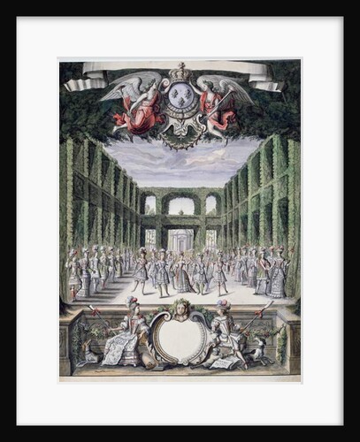 Set design for an unidentified ballet in a garden, taken from a collection entitled 'Menus Plaisirs du Roi' by French School