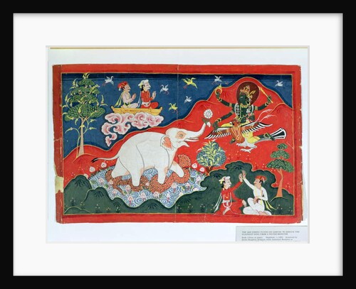 The God Vishnu Flying on Garuda to Rescue the Elephant King from a Water Monster, Nepalese, c.1825 by Indian School