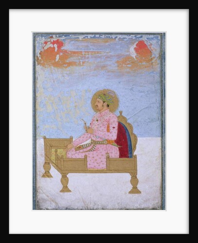 Portrait of the Emperor Jahangir seated on a throne holding a sarapesh, Mughal, c.1720-40 by Indian School