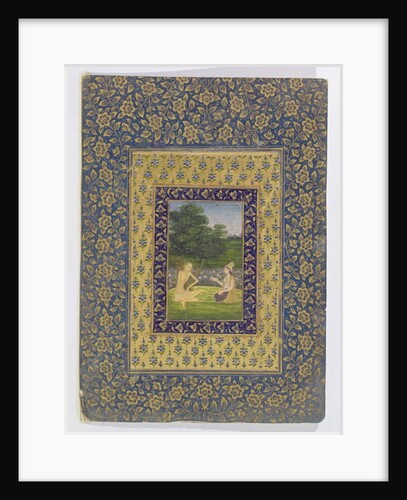 Layla Reading to Majnun, who sits under a tree by a lotus pool, Delhi, c.1720-40 by Dal Chand