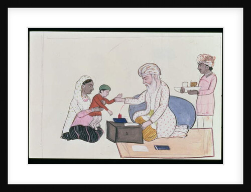 Indian Doctor Examining A Patient, c.1890 by Punjabi School