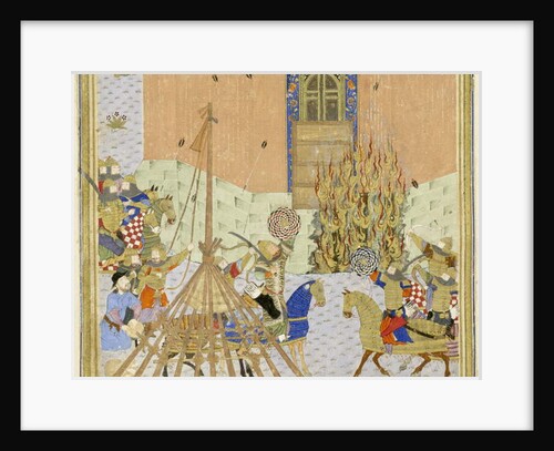 Persian 239 fol.223a Detail: The fortress of Gang Dizh attacked with mines by Persian School