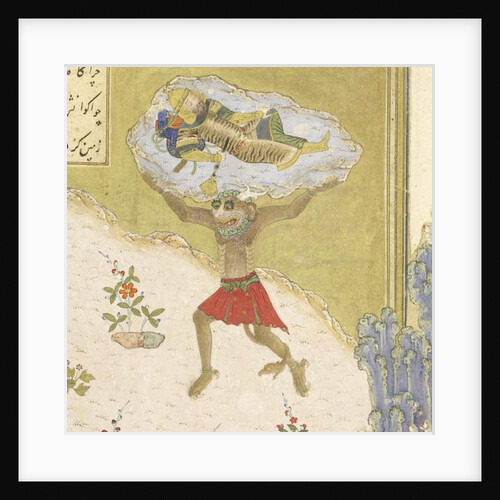 Persian 239 fol.165b Detail: The div Akvan lifts the sleeping Rustam by Persian School