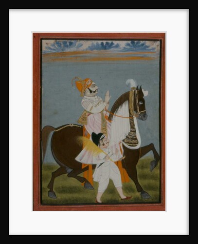 Rawat Bhim Singh of Salumbar riding Nur, 1820 by Indian School