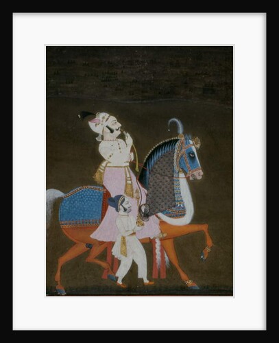 Nobleman of Mewar riding Mrigarao with an attendant on foot, 1820 by Indian School