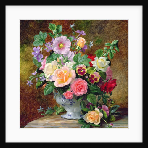 Roses, pansies and other flowers in a vase by Albert Williams