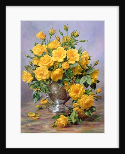 Bright Smile - Roses in a Silver Vase by Albert Williams