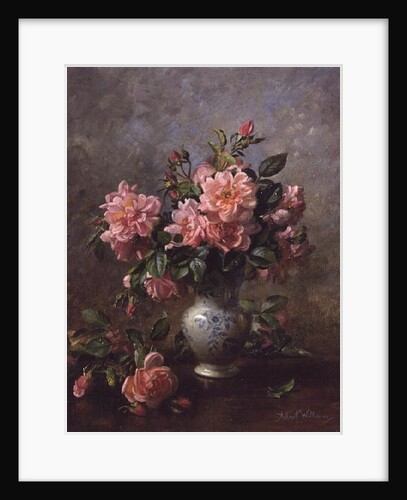 AB/1022 Roses in a Blue and White Vase by Albert Williams