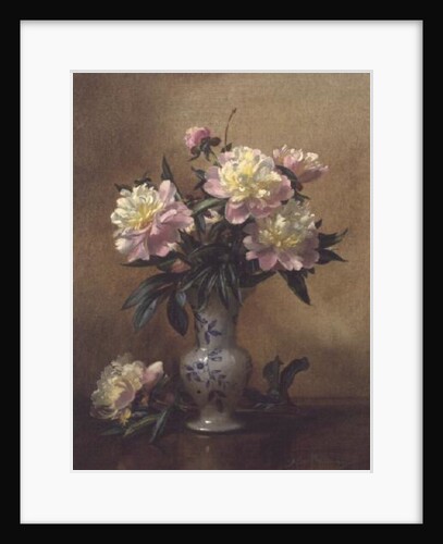 Peonies in a Blue and White Vase by Albert Williams