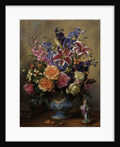 AB250 Still Life of Roses, Lilies and Delphiniums by Albert Williams