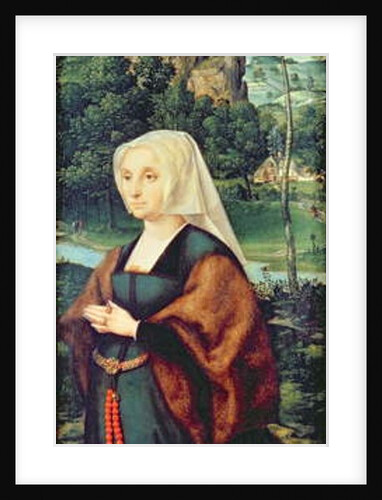 Wife of a donor kneeling by a river by Joos van Cleve