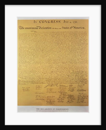 Declaration of Independence of the 13 United States of America of 1776, 1823 by American School