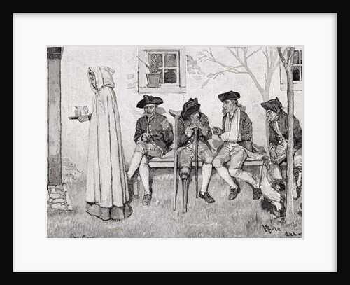 The Wounded Soldiers Sat Along the Wall by Howard Pyle (after)