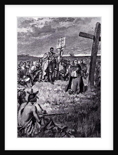 Jacques Cartier Setting up a Cross at Gaspe by Howard Pyle