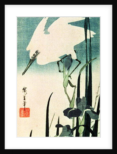 White Heron and Iris by Ando or Utagawa Hiroshige