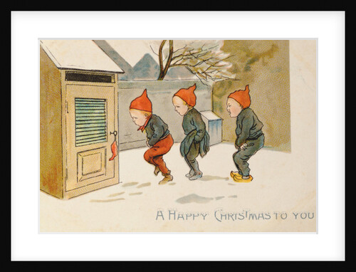 Tip-toeing Through the Snow, Victorian Christmas and New Year card by Unknown