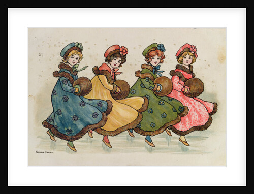 Four Young Girls with Muffs by Florence Hardy