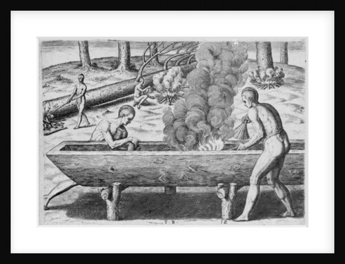 Indians Making Canoes by John (after) White