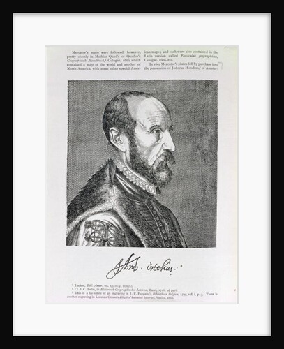 Abraham Ortelius illustration from Volume IV of 'Narrative and Critical History of America', 1886 by English School