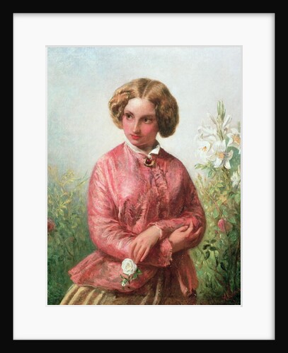 Portrait of a young girl with a rose by Abraham Solomon