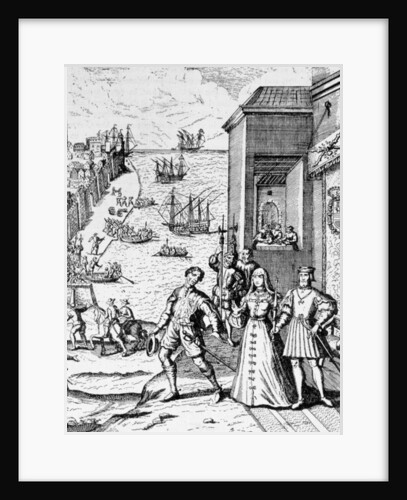 Parting of Columbus with Ferdinand and Isabella by Theodor de (after) Bry