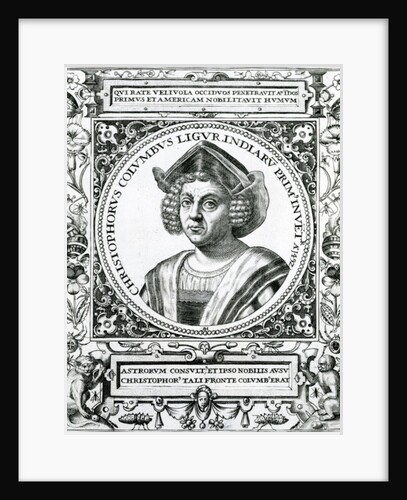 Portrait of Christopher Columbus from 'The Narrative and Critical History of America', edited by Justin Winsor, London, 1886 by Theodor de (after) Bry