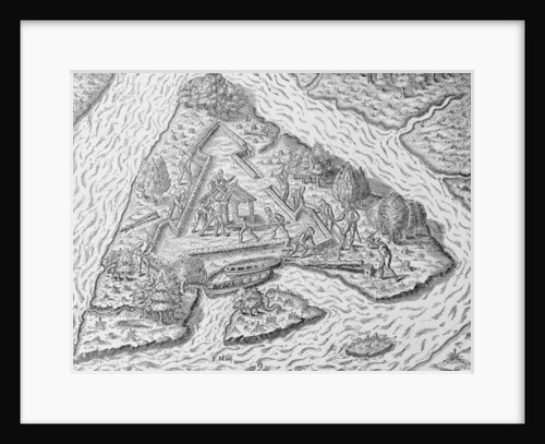 The Building of Fort Caroline by English School