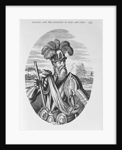Portrait of Francisco Pizarro from 'The Narrative and Critical History of America', edited by Justin Winsor, London, 1886 by English School