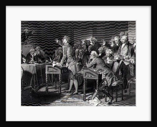 Patrick Henry addressing the Virginia Assembly, March 1775 engraved by Henry Bryan Hall, 1856 by Alonzo Chappel (after)