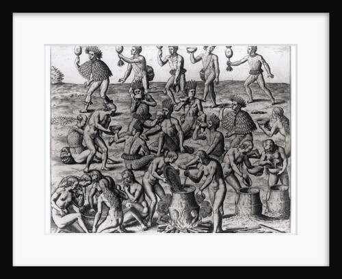 Indian Women Preparing Manioc Root by Jacques Le Moyne (after)