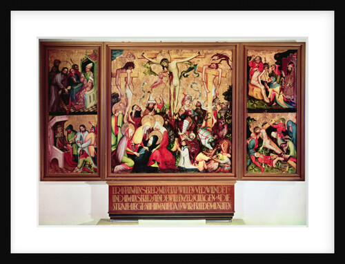The Crucifixion, triptych with side panels depicting scenes from the Passion by German School