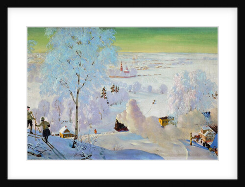 Skiers, 1919 by Boris Mikhailovich Kustodiev