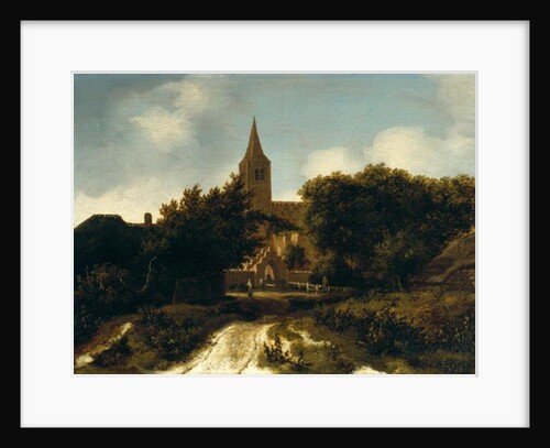 Wooded Landscape with Figures near a Church, c.1660 by Meindert Hobbema