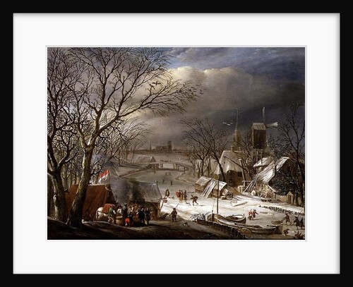 A Wedding Party by a Frozen River by Gerrit van Battem