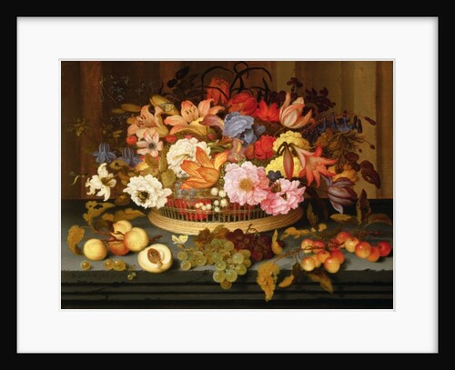 Still Life of Fruit and a Basket of Flowers, 1623 by Balthasar van der Ast