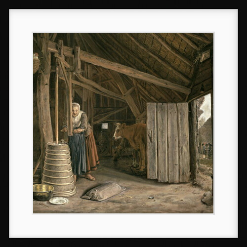 Barn Interior with a Maid Churning Butter by Govert Dircksz. Camphuysen