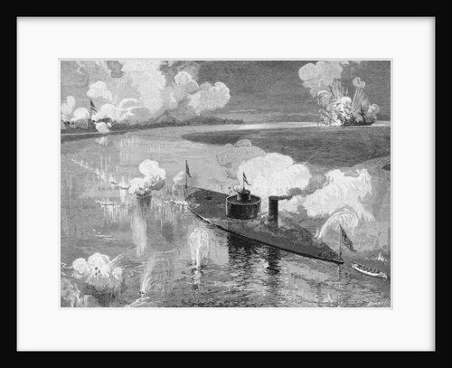 The monitor 'Montauk' destroying the Confederate privateer 'Nashville' near Fort McAllister, Ogeechee River, Georgia, 28th February 1863 by Julian Oliver Davidson
