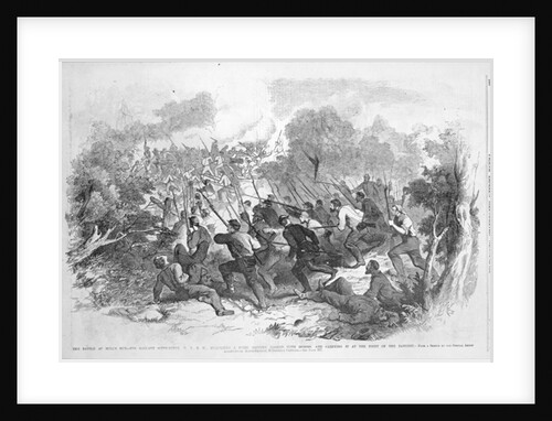 The Battle at Bull Run: The Gallant Sixty-Ninth N.Y.S.M. Assaulting a Rebel Battery Masked with Bushes and Carrying it at the Point of the Bayonet by American School