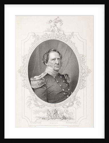 Winfield Scott from 'The History of the United States', Vol. II, by Charles Mackay, engraved by Charles Holl from a daguerrotype by Mathew (after) Brady